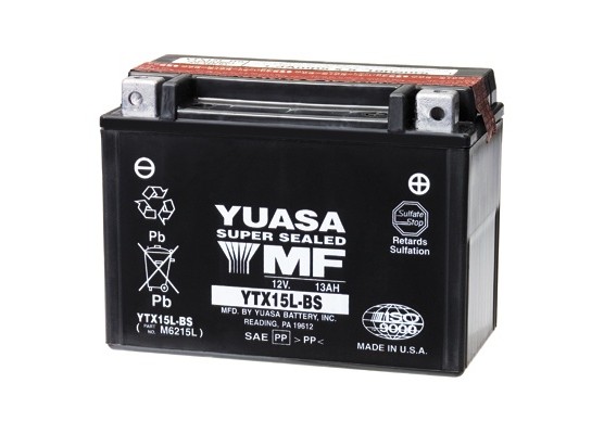 Μπαταρία μοτοσυκλετών YUASA Maintenance Free YTX15L-BS - 12V 13 (10HR)Ah - 230 CCA(EN) εκκίνησης 