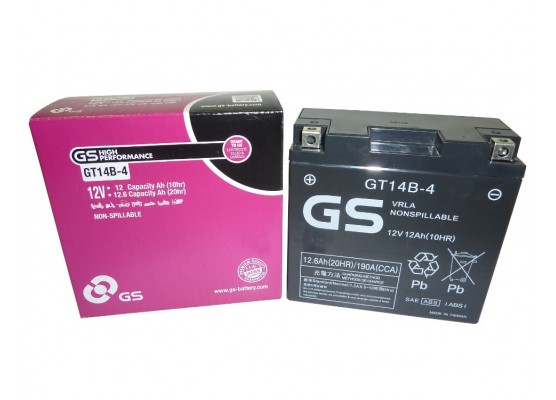 Μπαταρία μοτοσυκλετών GS AGM (factory activated) GT14B-4 - 12V 12Ah (10HR) - 190 CCA(EN) εκκίνησης