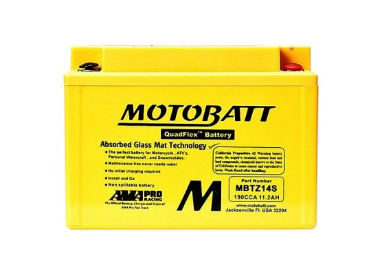 Μπαταρία μοτοσυκλετών MOTOBATT MBTZ14S - 12V 11.2 (10HR)Ah - 190CCA εκκίνησης