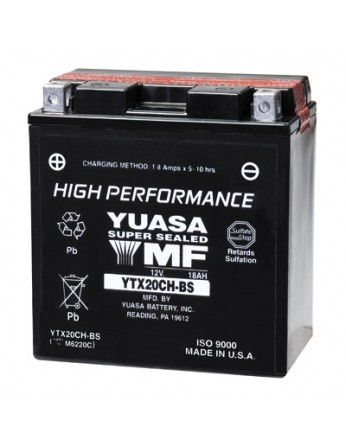 Μπαταρία μοτοσυκλετών YUASA USA High Performance Maintenance Free YTX20CH-BS (YTX20A-BS) -12V 18.9 (20HR)Ah - 270 CCA(EN) εκκίνησης