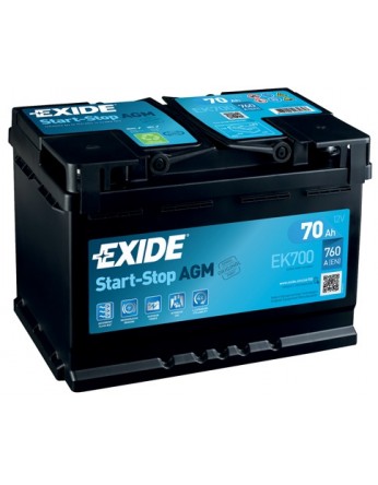 Μπαταρία αυτοκινήτου Exide AGM Start & Stop EK700 - 12V 70 Ah - 760CCA A(EN) Εκκίνησης