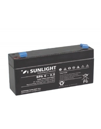 Μπαταρία Sunlight SPA6-3.2 VRLA - AGM τεχνολογίας - 6V 3.2Ah (C20)