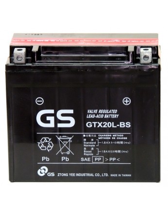 Μπαταρία μοτοσυκλετών GS Maintenance Free GTX20L-BS - 12V 18 (10HR)Ah - 275 CCA(EN) εκκίνησης