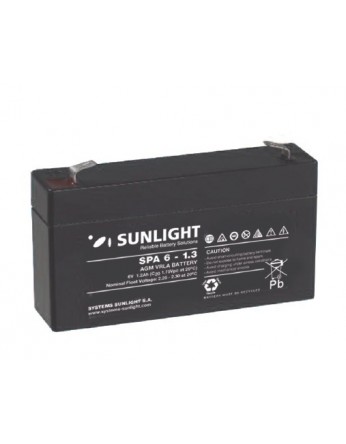 Μπαταρία Sunlight SPA6-1.3 VRLA - AGM τεχνολογίας - 6V 1.3Ah (C20)