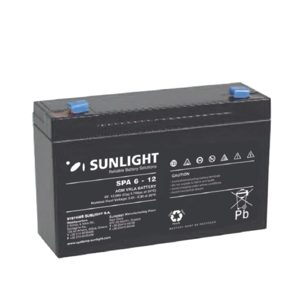Μπαταρία SUNLIGHT SPA6-12 6V 12Ah (C20) VRLA - AGM