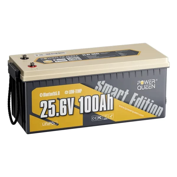 Power Queen LifePo4 25.6V 100Ah Smart Lithium Battery