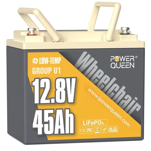 Power Queen battery LifePo4 12.8V 45Ah Group U1 for Wheelchair