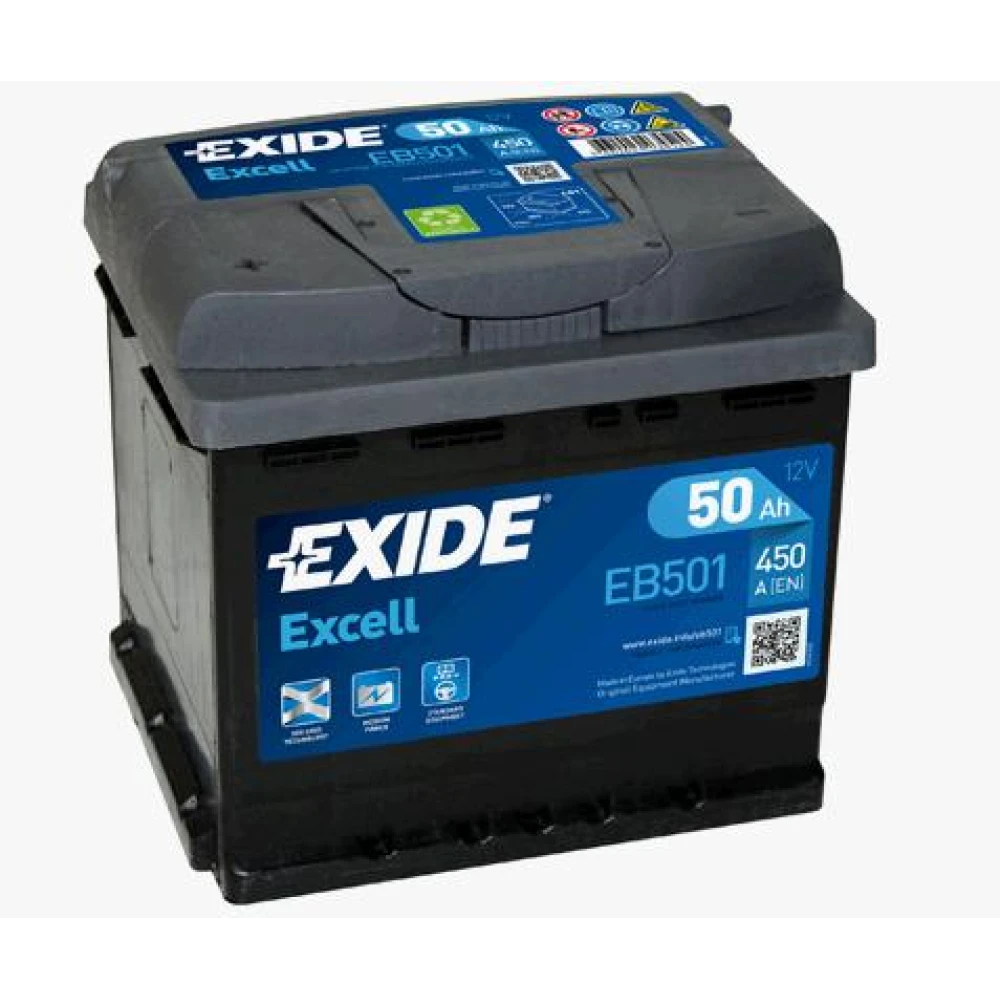 EXIDE Battery Excell EB501 12V 50Ah 450CCA A(EN)