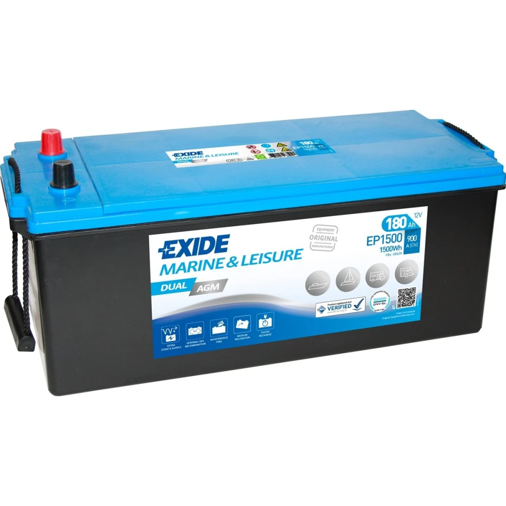Μπαταρία EXIDE Dual AGM EP1500 12V 180Ah 900CCA A(EN)