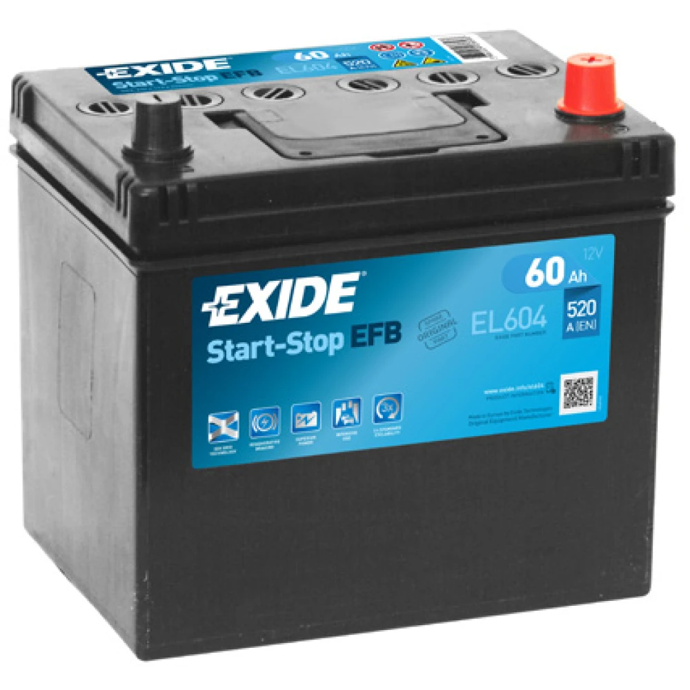 Μπαταρία EXIDE EFB Start & Stop EL604 12V 60Ah 520CCA A(EN)