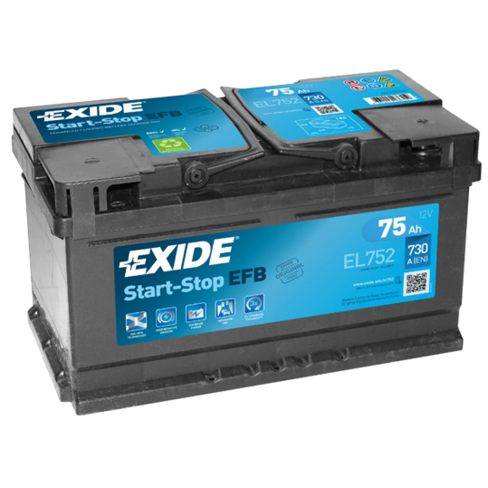 Μπαταρία EXIDE EFB Start & Stop EL752 12V 75Ah 730CCA A(EN)