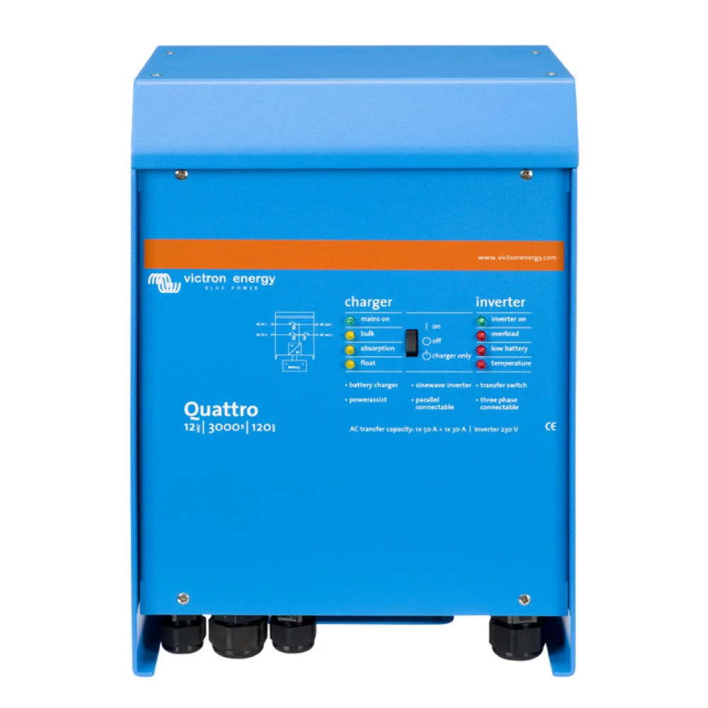 Μετατροπέας - inverter με φορτιστή DC-AC καθαρού ημιτόνου Victron Quattro 12/3000/120-50/50
