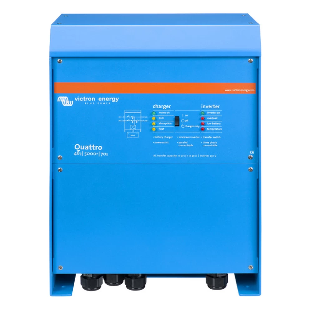 Μετατροπέας - inverter με φορτιστή DC-AC καθαρού ημιτόνου Victron Quattro 48/5000/70-100/100