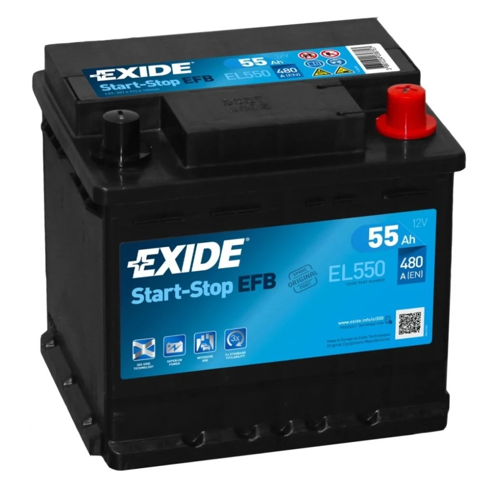 Μπαταρία EXIDE EFB Start & Stop EL550 12V 55Ah 480CCA A(EN)