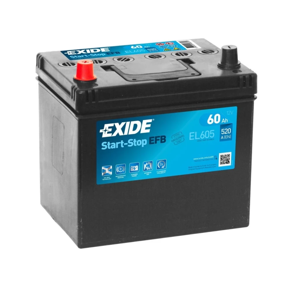 Μπαταρία EXIDE EFB Start & Stop EL605 12V 60Ah 520CCA A(EN)