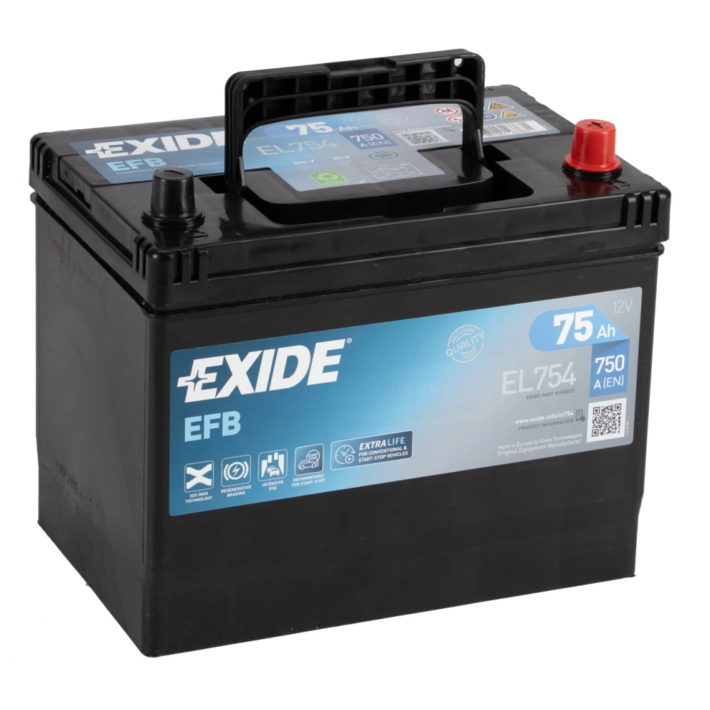 Μπαταρία EXIDE EFB Start & Stop EL754 12V 75Ah 750CCA A(EN)