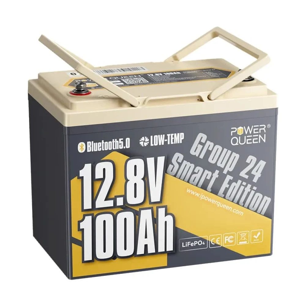Μπαταρία λιθίου Power Queen LifePo4 12.8V 100Ah Group 24 Smart