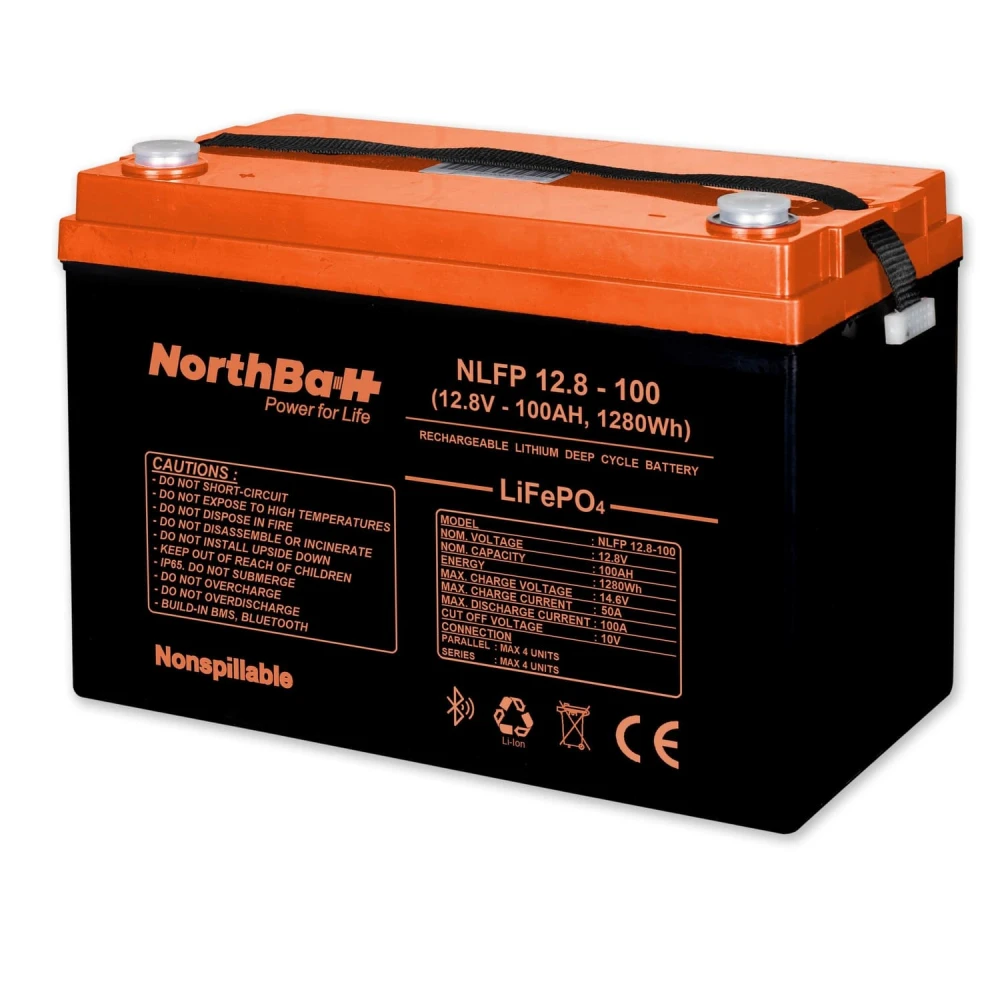 Μπαταρία λιθίου NORTHBATT NLFP 12.8V 100Ah 1280Wh LifePo4 με Bluetooth