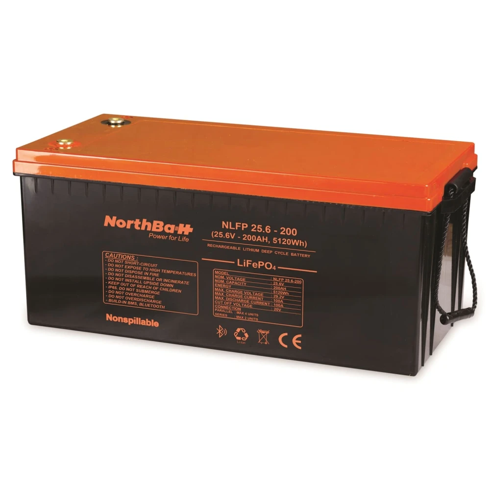 Μπαταρία λιθίου NORTHBATT NLFP 25.6V 200Ah 5120Wh LifePo4 με Bluetooth